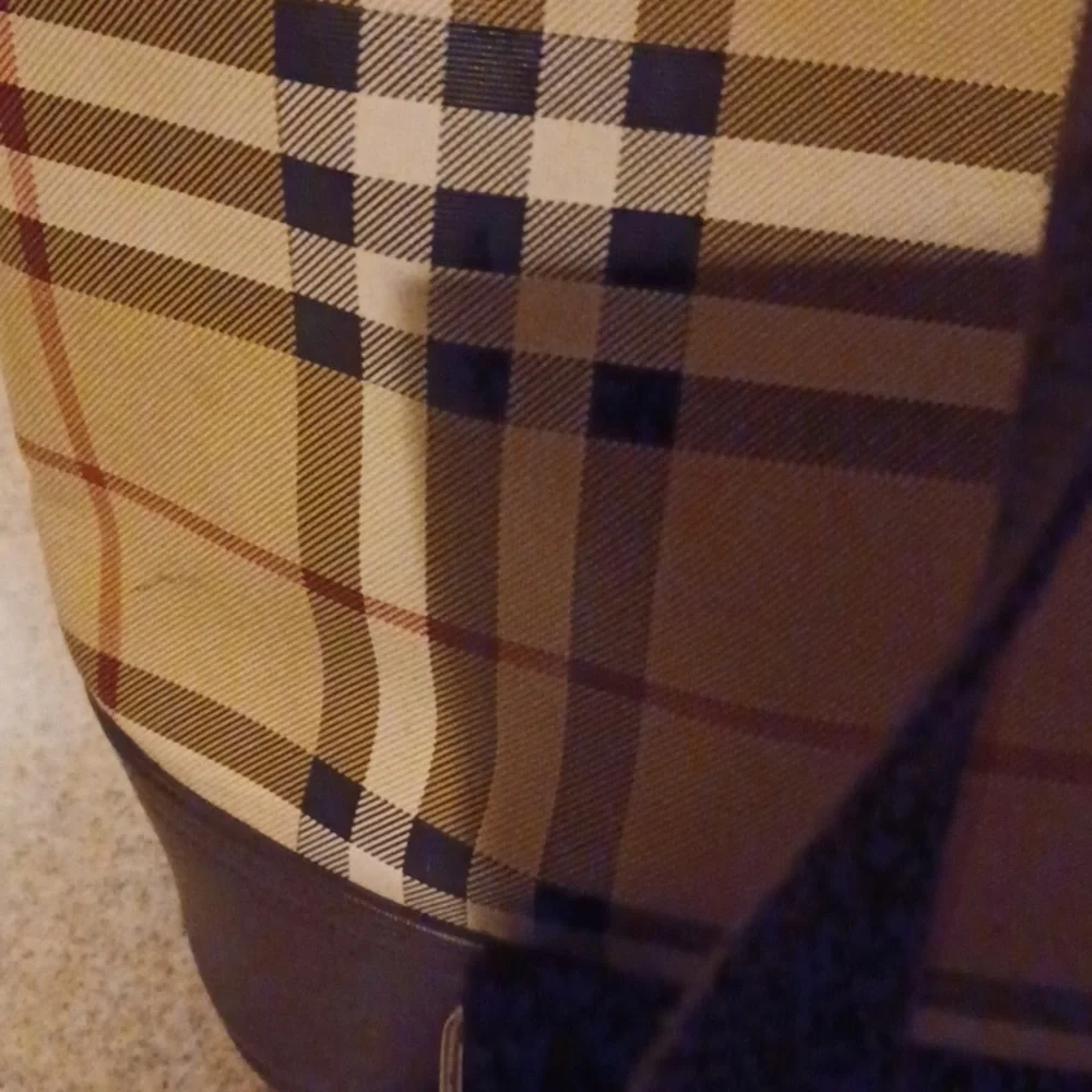 > Plaid Tan and Black Backpack